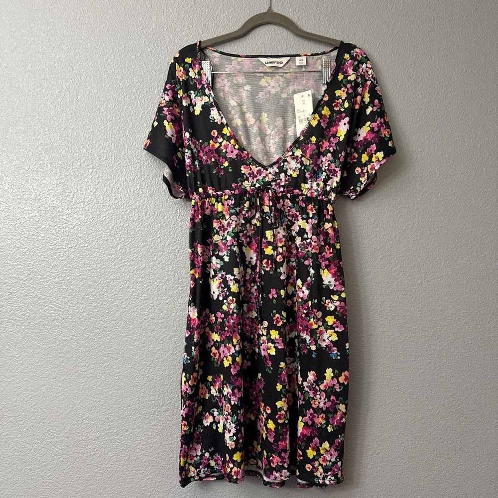 Land's End Floral Deep V Spring and Summer  Mini Dress
